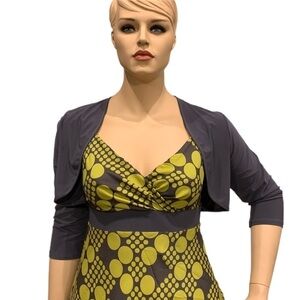 Igigi Dress & Bolero Plus 12/14 Sun Cocktail Dress Jacket Chartreuse & Gray NWT